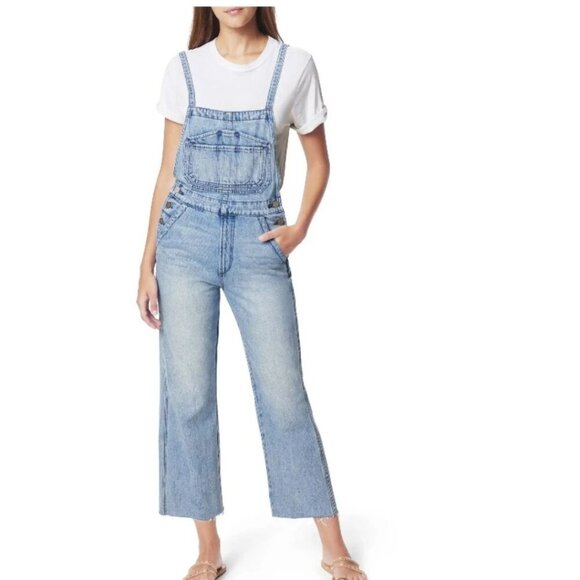 Joes Jeans Overalls Large Wide Leg Crop Womens Blue Denim Faded Anthropologie - Picture 6 of 6